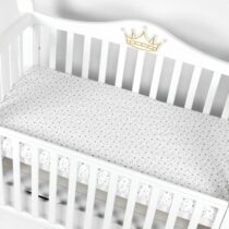 Cearșaf de pat pe elastic PernaMea Stele Gri, 120x60 cm