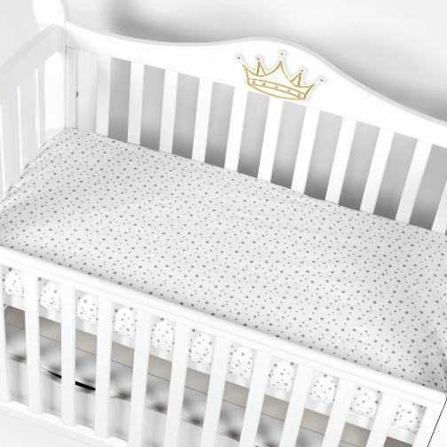 Cearșaf de pat pe elastic PernaMea Stele Gri, 120×60 cm (PM.101357/3)