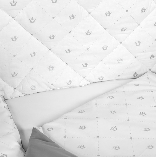 Lenjerie de pătuț 8 piese PernaMea Coroniță Gri