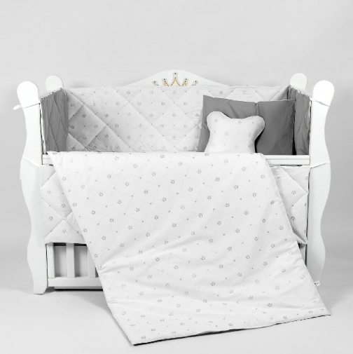 Комплект в кроватку 8 предметов PernaMea Coroniță Gri (PM.102145/2)