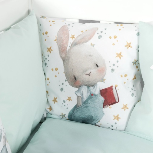 Lenjerie de pătuț 8 piese PernaMea Cosiță Iepuraș Turcoaz