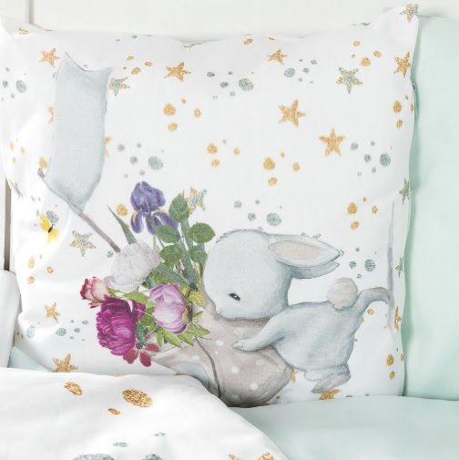 Lenjerie de pătuț 8 piese PernaMea Cosiță Iepuraș Turcoaz