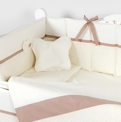 Lenjerie de pătuț 8 piese PernaMea Renaissance Buline Ivory