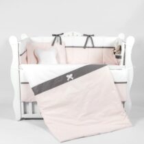 Lenjerie de pătuț 8 piese PernaMea Renaissance Buline Roz