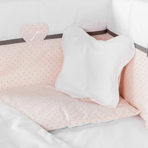 Lenjerie de pătuț 8 piese PernaMea Renaissance Buline Roz