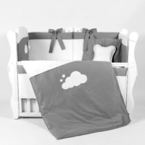 Lenjerie de patut 8 piese PernaMea Satin Urs Gri