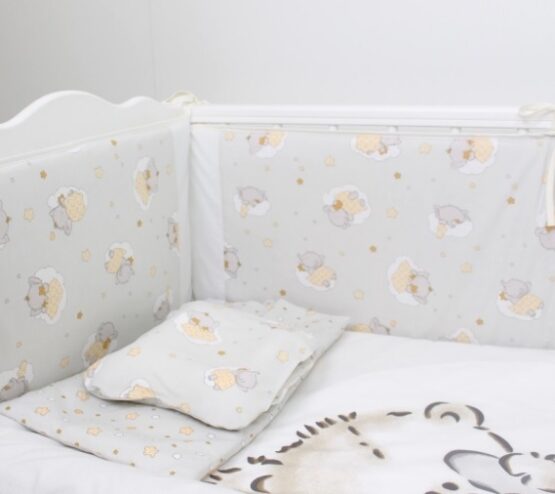 Lenjerie de pătuț 8 piese PernaMea Teddy Love Grey