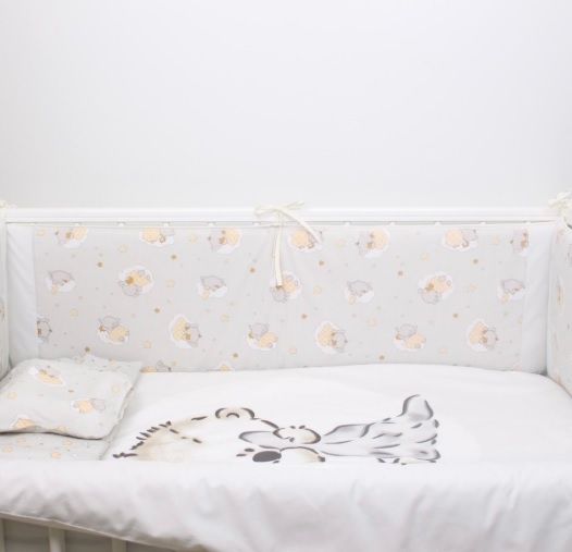 Lenjerie de pătuț 8 piese PernaMea Teddy Love Grey