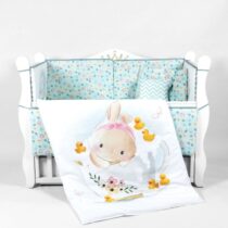 Lenjerie de pătuț PernaMea Baby Little Bunny (8 piese), 120x60 cm
