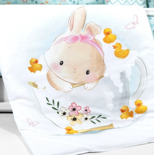Lenjerie de pătuț PernaMea Baby Little Bunny (8 piese), 120x60 cm