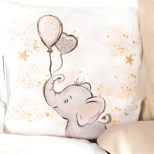 Lenjerie de pătuț PernaMea Cosiță Elefant Maro (8 piese), 120x60 cm