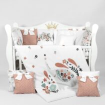 Lenjerie de pătuț PernaMea Premium Elefant (8 piese), 120x60 cm