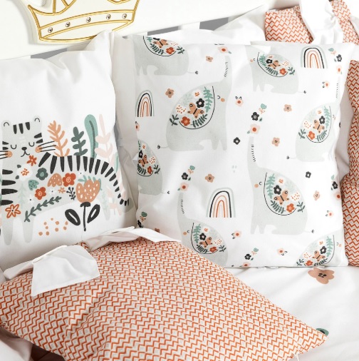 Lenjerie de pătuț PernaMea Premium Elefant (8 piese), 120x60 cm