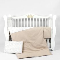 Lenjerie de pătuț PernaMea Stele Maro (3 piese), 120x60 cm