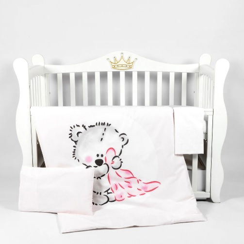 Комплект в кроватку PernaMea Teddy Love Pink (3 предмета), 120×60 см (PM.100468/9)