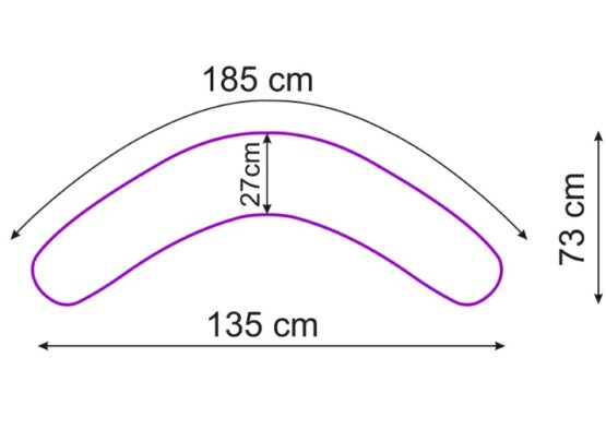Pernă pentru gravide PernaMea forma-V cu față de pernă Bulina Mov, 135 cm