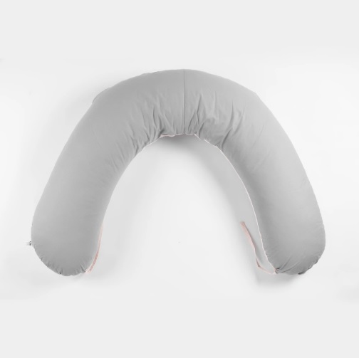 Pernă pentru gravide PernaMea forma-V cu față de pernă Gri-Roz, 135 cm