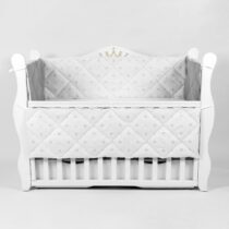 Apărătoare pătuț PernaMea Coroniță Gri (6 piese), 120x60 cm