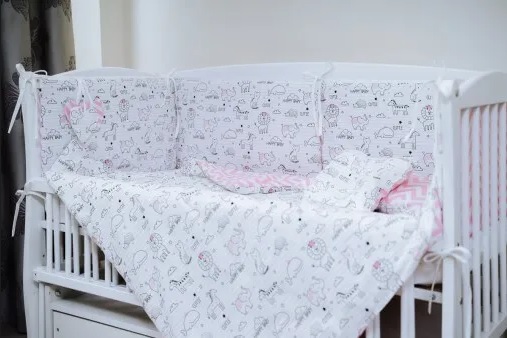 Lenjerie de patut 5 piese PernaMea Junior Roz