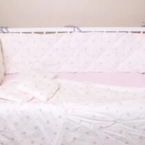 Lenjerie de pătuț 8 piese PernaMea Coroniță Roz