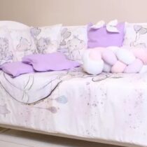 Lenjerie de pătuț 8 piese PernaMea Cosiță Elefant Lila