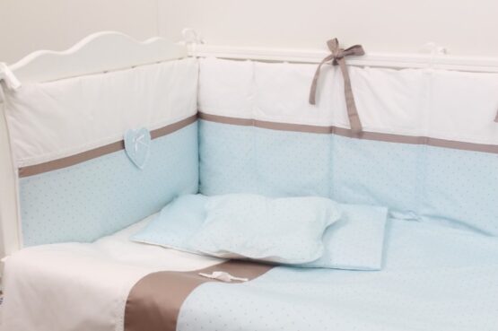 Lenjerie de pătuț 8 piese PernaMea Renaissance Buline Albastru