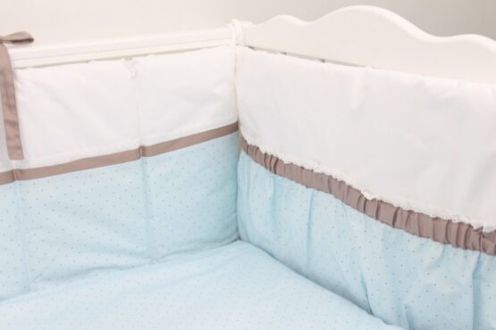 Lenjerie de pătuț 8 piese PernaMea Renaissance Buline Albastru