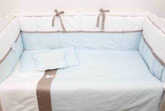 Lenjerie de pătuț 8 piese PernaMea Renaissance Buline Albastru