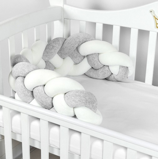 Apărătoare pătuț PernaMea Cosiță Gri (1 piesă), 120x20 cm
