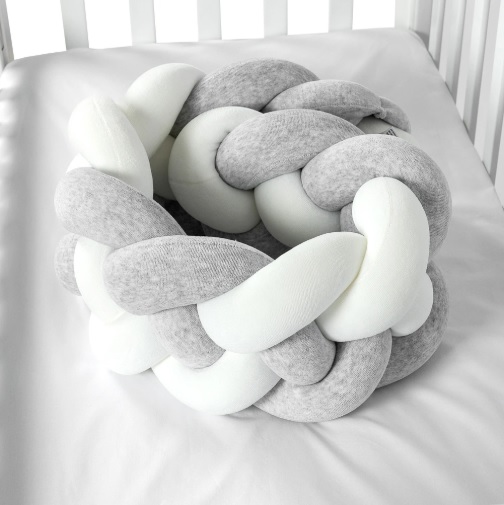 Apărătoare pătuț PernaMea Cosiță Gri (1 piesă), 120x20 cm