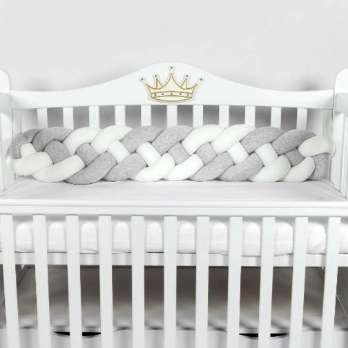 Бортики в кроватку PernaMea Коса Серый (1 предмет), 120×20 cм (PM.101756/7)