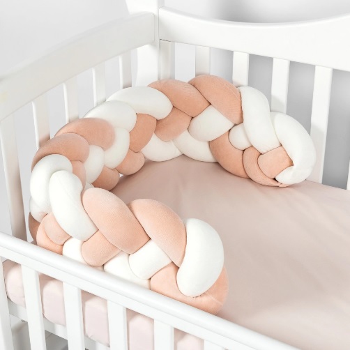 Apărătoare pătuț PernaMea Cosiță Pudra (1 piesă), 120x20 cm
