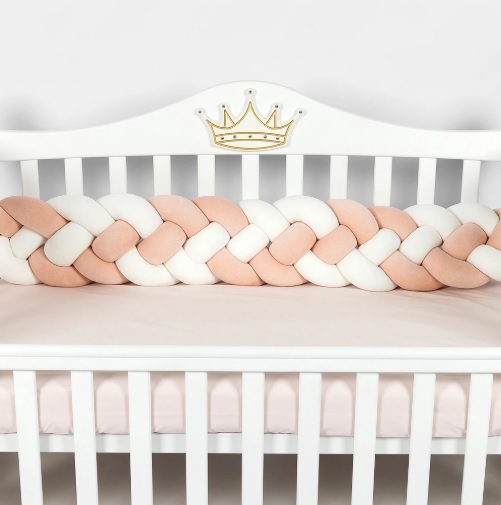 Бортики в кроватку PernaMea Коса Пудра (1 предмет), 120×20 cм (PM.101756/9)