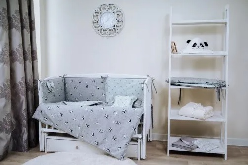 Lenjerie de pătuț 8 piese PernaMea Baby Panda Turcoaz