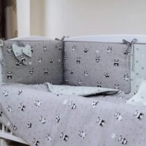 Lenjerie de pătuț 8 piese PernaMea Baby Panda Turcoaz