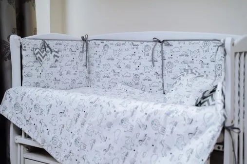 Lenjerie de patut 8 piese PernaMea HappyBaby Albastru