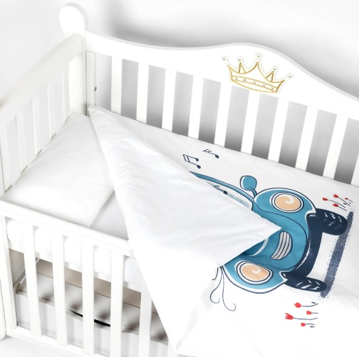 Lenjerie de pătuț PernaMea Premium Cars (3 piese), 120x60 cm