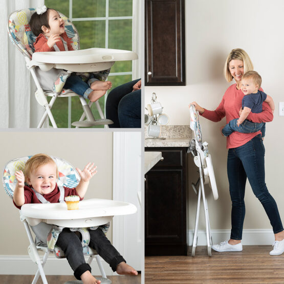 Scaun de masa Graco Snack N Stow Patchwork Grey G3T999PWGEU