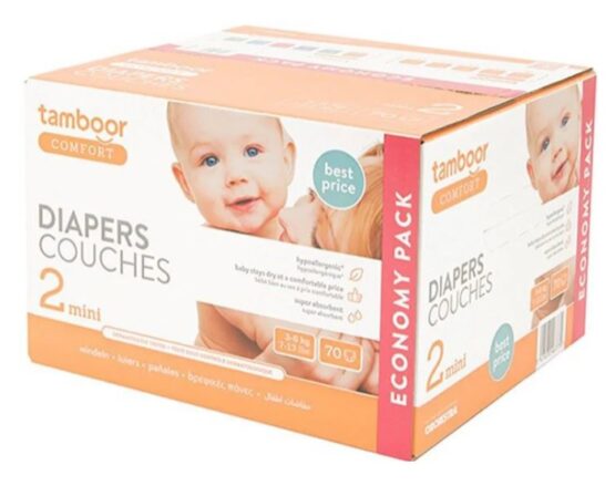 Scutece Tamboor Mini Comfort Mega Box marimea 2 (3-6 kg), 70 buc.