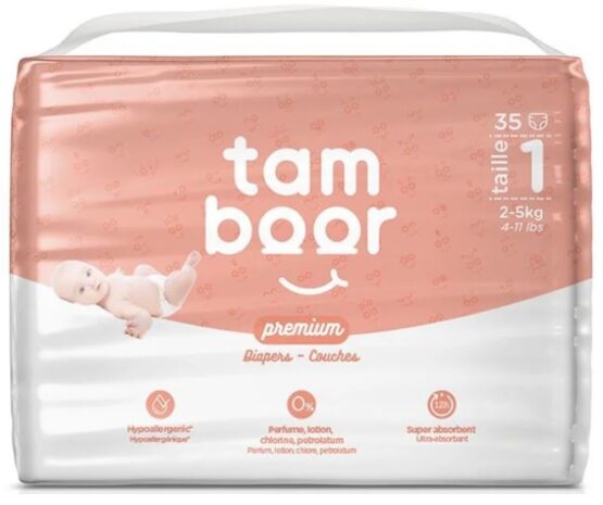 Подгузники Tamboor Premium Newborn, размер 1 (2–5 кг), 35 шт.