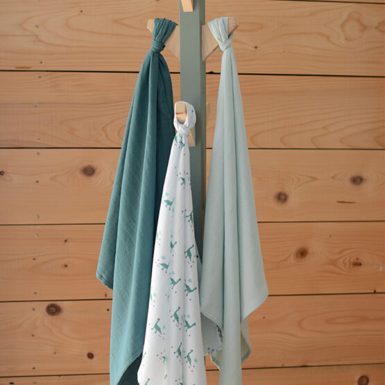 Set 3 Museline Beaba bumbac organic 70×70 cm Jurassic Green B920345