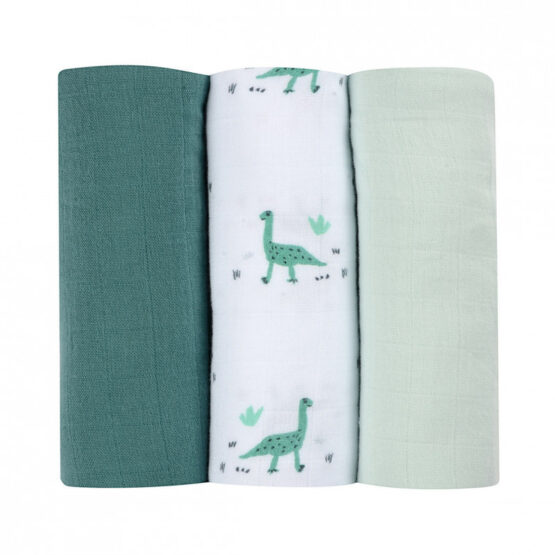 Набор из 3 пеленок Beaba Organic Cotton Muslin 70×70 см. Jurassic Green B920345