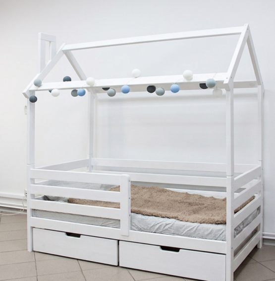 Pat pentru copii Căsuță Mini Alb 160x80cm