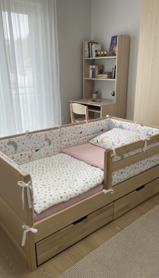 Borduri de protectie BabyTime pentru pat 160*80cm, roz