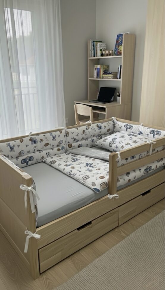 Borduri de protectie BabyTime pentru pat 160*80cm, avioane